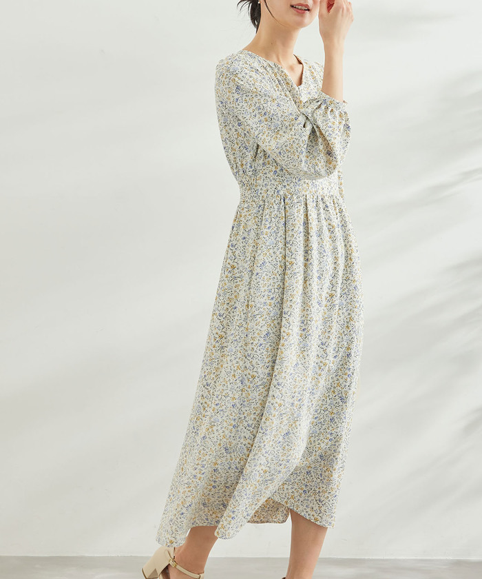 セール 60%OFF】小花柄ハイウエストワンピース(505162678