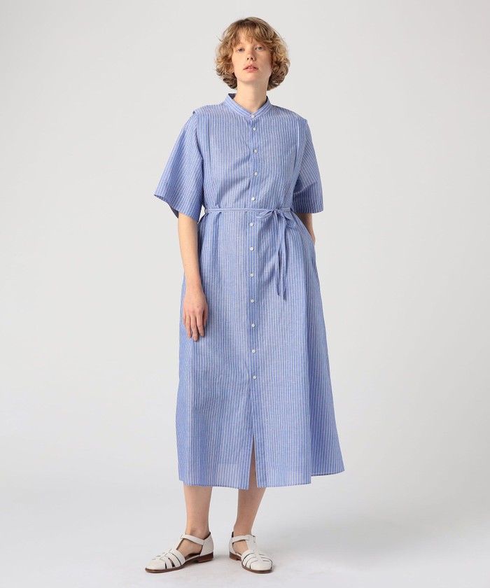 セール 40%OFF】コットンリネンソリッド スタンドカラーシャツ