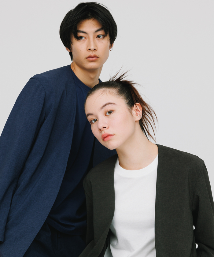 アダムエロペ カジュアル パンツ スーツ 上下 セット ジャケット 薄手 ADAM ET ROPE'（アダムエロペ）の「ノーカラージャケット