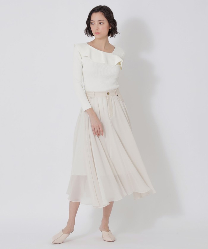 セール】【La maglia】アシンメトリー フリルニットプルオーバー
