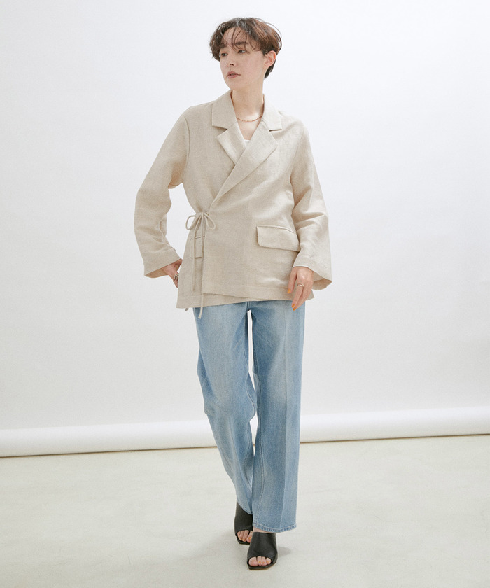 うさと　上下ジャケット 美品 うさとの服 麻綿 上下ジャケット 生成 usaato ウサト