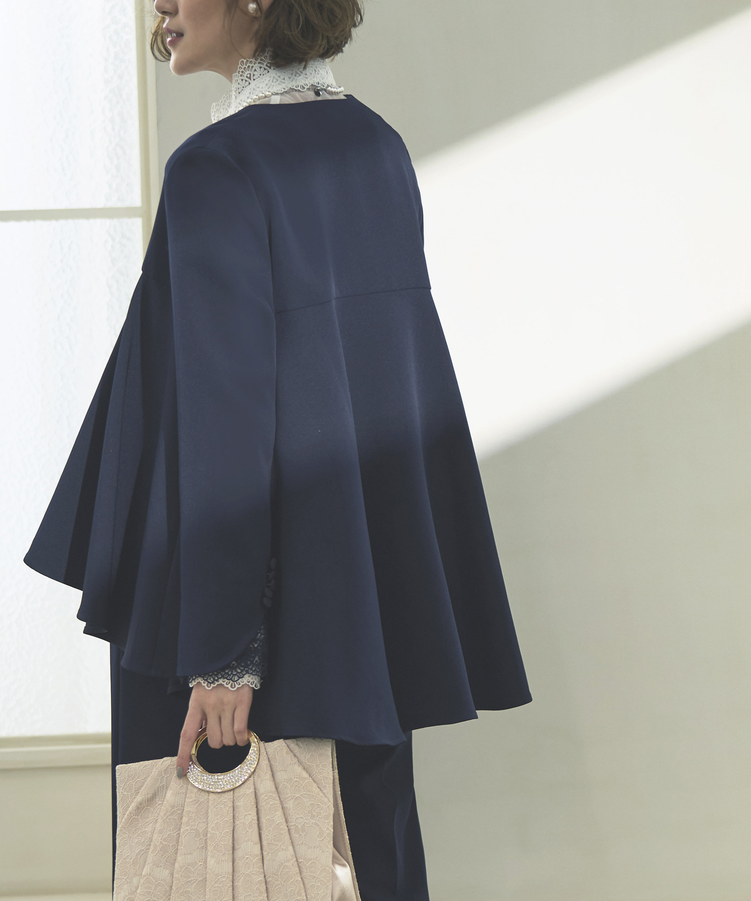 ルイルエブティック RUIRUE BOUTIQUE ノーカラーフレアペプラム