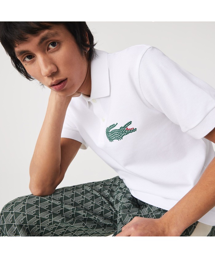 日本製 LACOSTE ラコステ 半袖ポロシャツ ドット柄 ゴルフ テニス