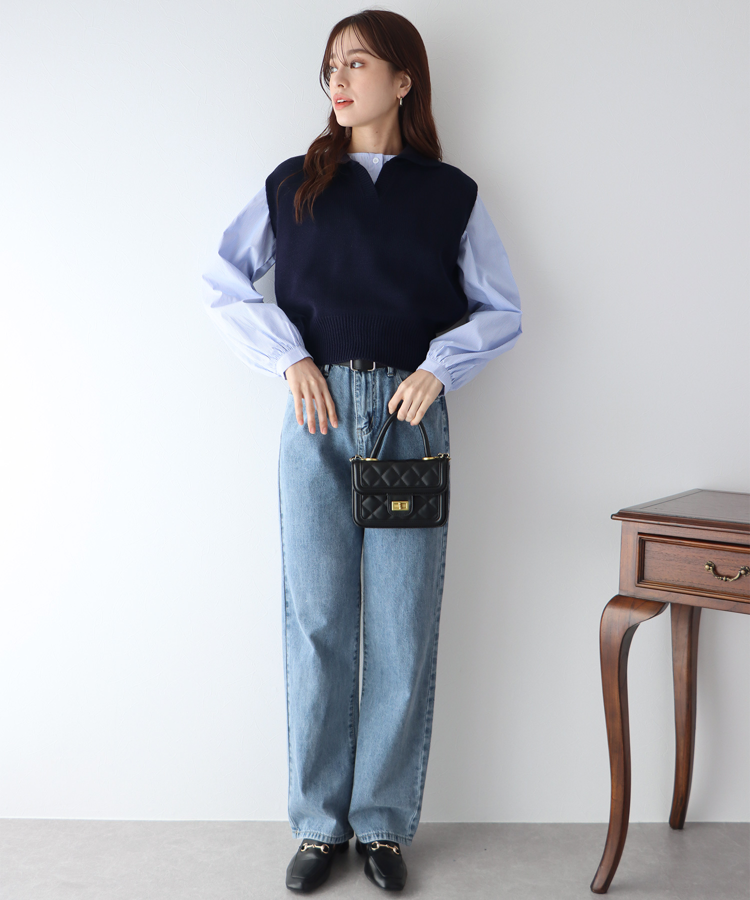 セール 50%OFF】ブルーイースト BLUEEAST 襟付きニットベスト