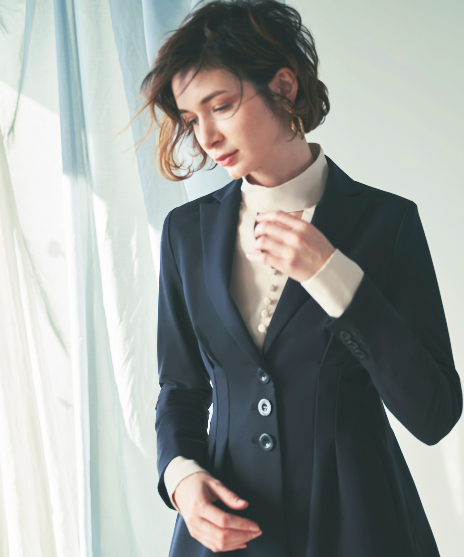 ルイルエブティック RUIRUE BOUTIQUE ピークドラペルダブル