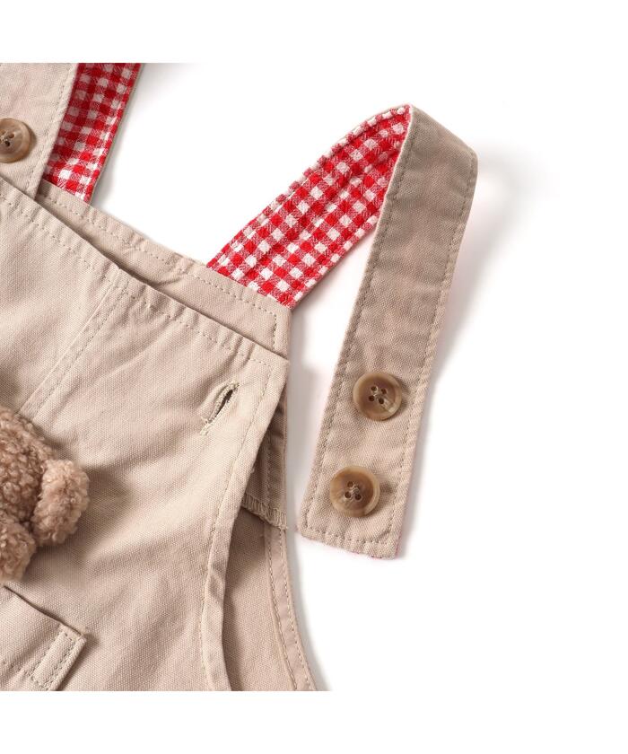 tinycottons プードル　オーバーオール クーポン】tiny bear モチーフ付きサロペット 10分丈(504971706