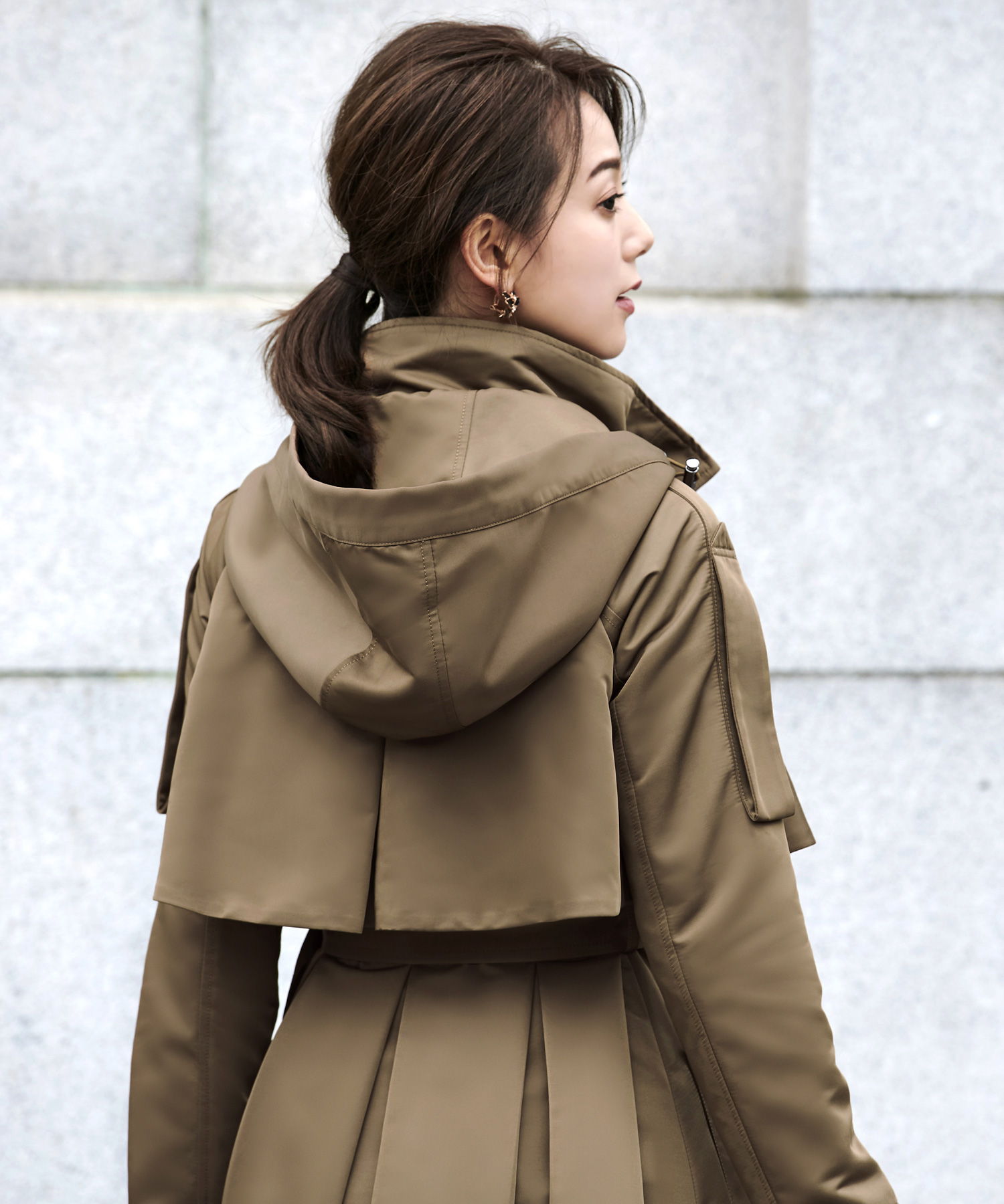 ルイルエブティック RUIRUE BOUTIQUE 2wayフードロングトレンチ