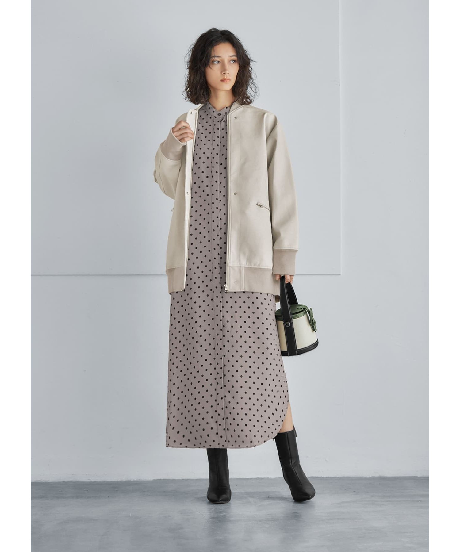 スタイルデリ STYLE DELI ドット柄比翼シャツワンピース スタイルデリ STYLE DELI ドット柄比翼シャツワンピース