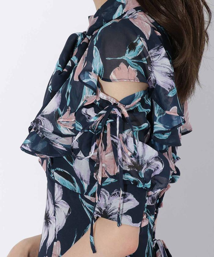 Connected Apparel☆フローラル柄の上品シフォン袖ワンピース 楽天市場】シフォンワンピース マキシワンピース オフショルダー