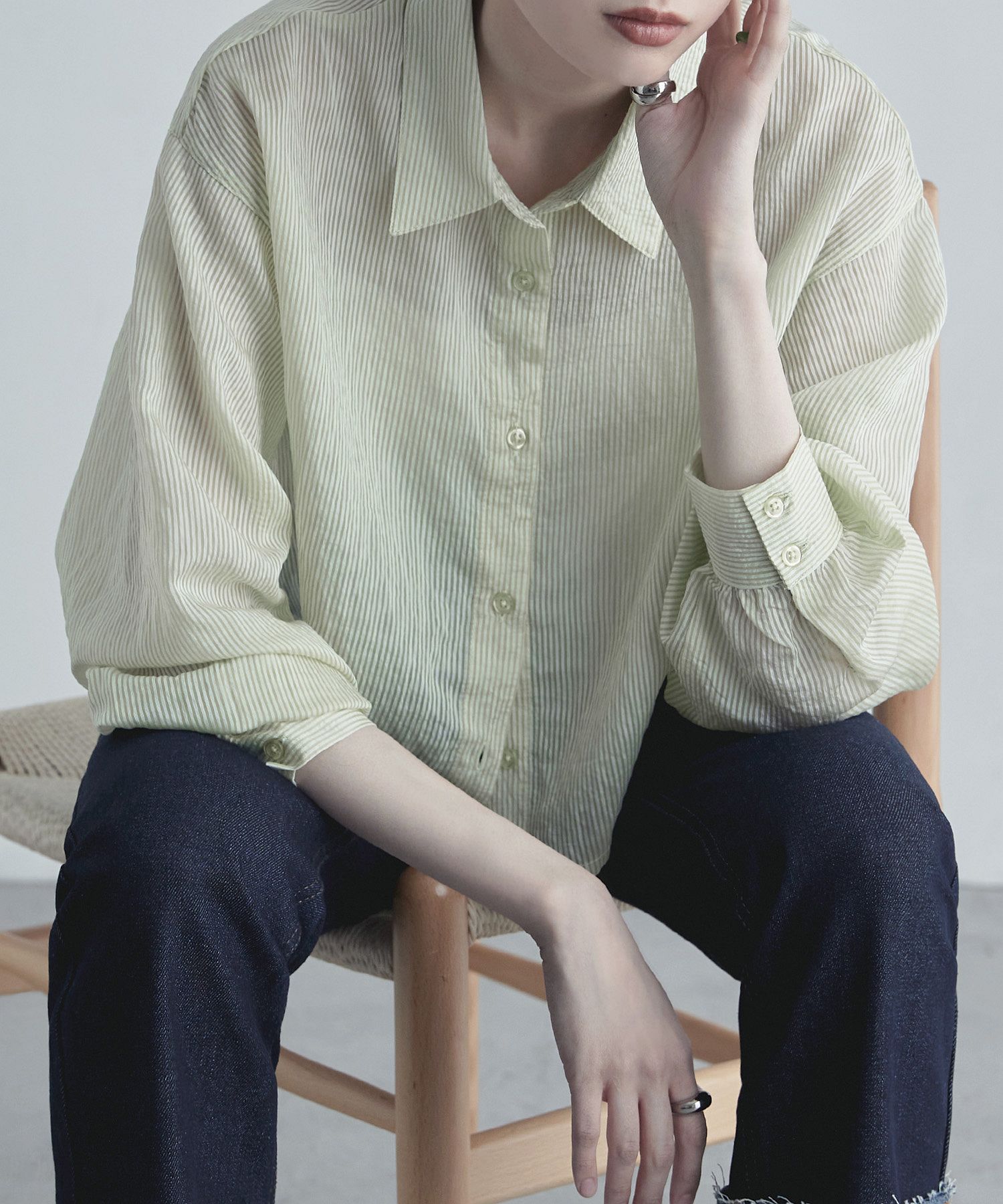 ストライプ ワイド シャツ ロールアップスリーブ 夏 2色 hr9939 ロールアップスリーブストライプシャツ - グレー | ZARA Japan