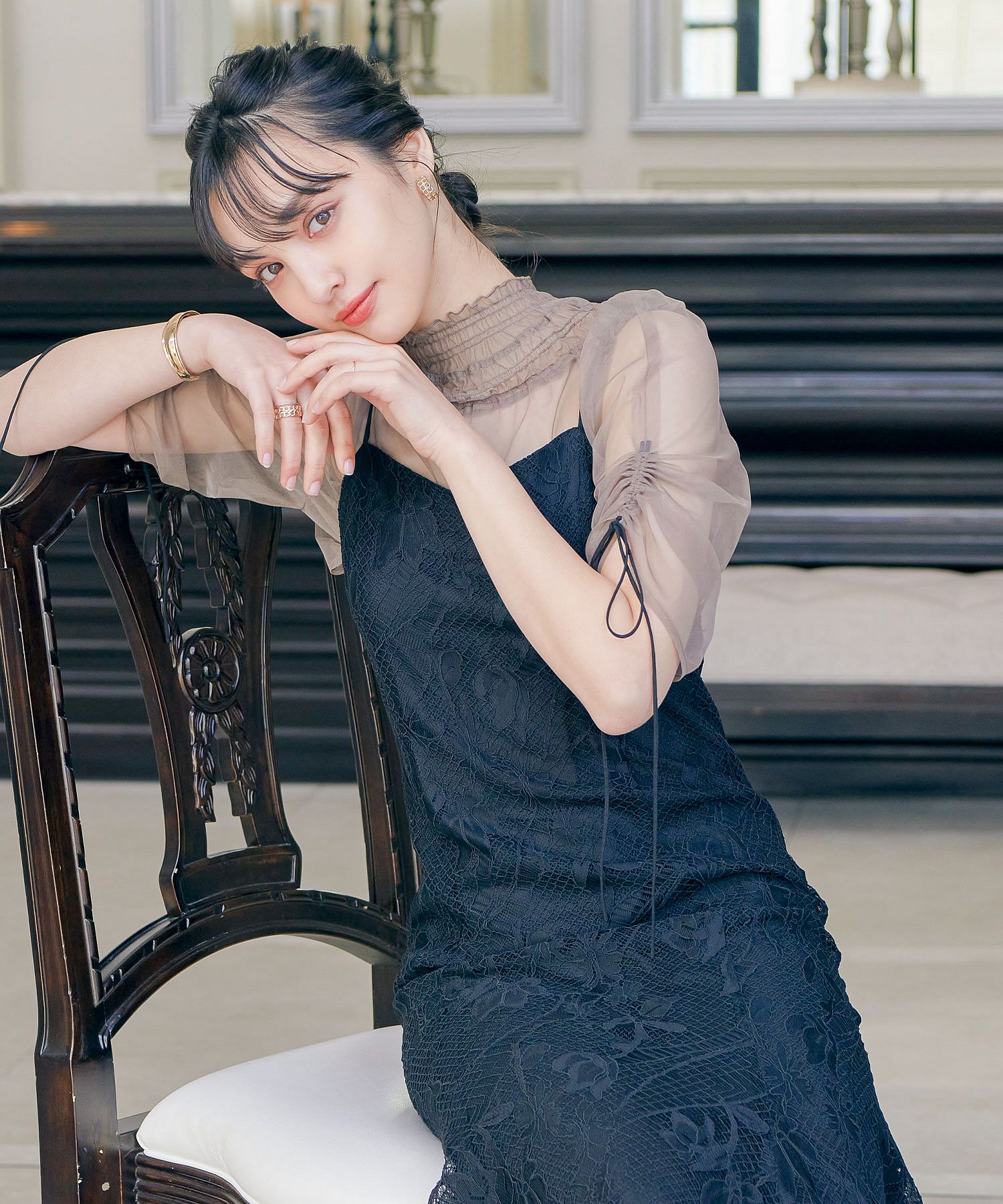 niana ニアナ 結婚式 ワンピース パーティードレス ボレロ キャミワンピ 2点セット レース チュール 羽織 ショート丈 リボン  マーメイドスカート ロン(505179368) | ニアナ(niana) - d fashion