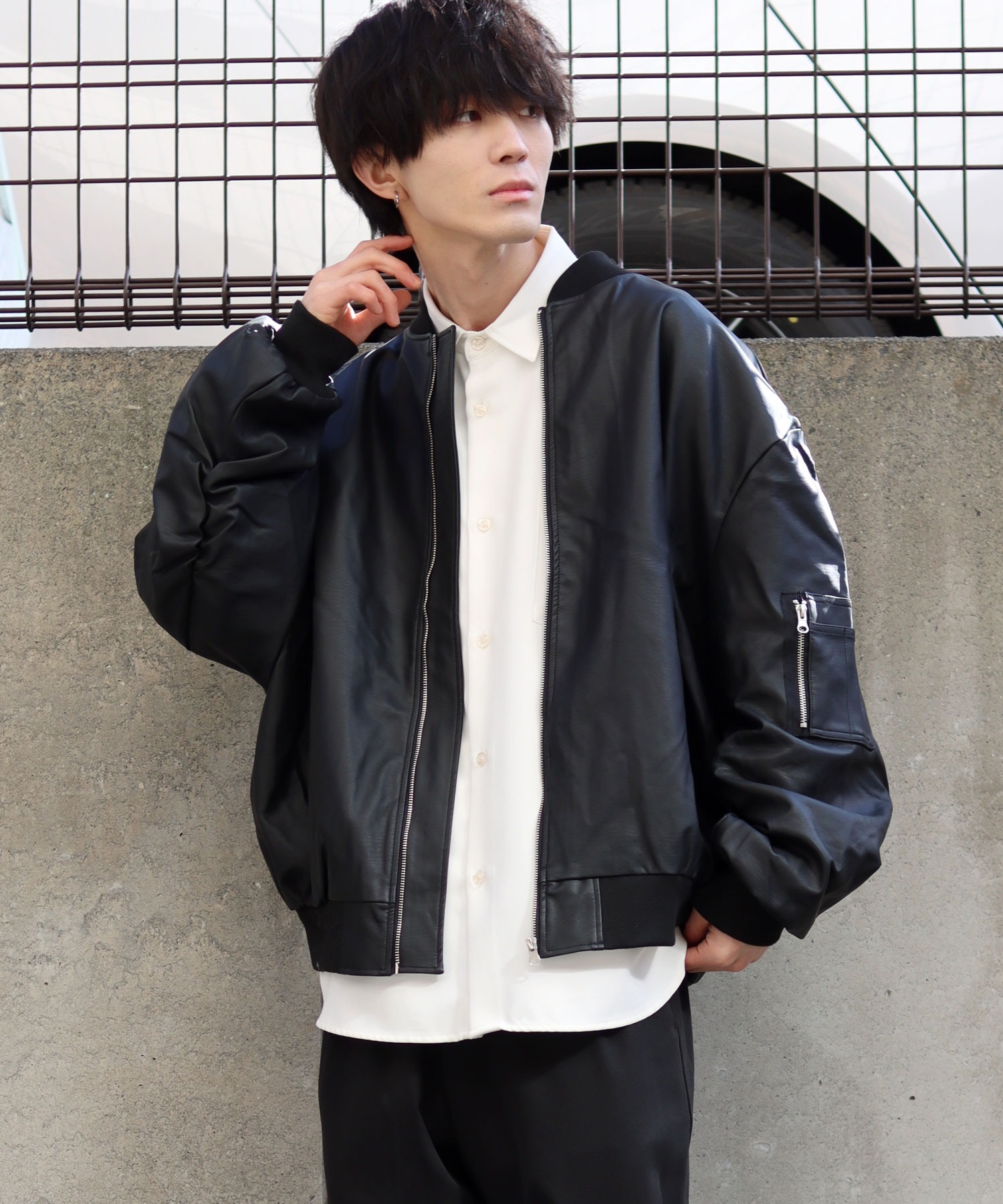 セール】☆【SITRY】 synthetic leather MA-1 オーバーサイズ