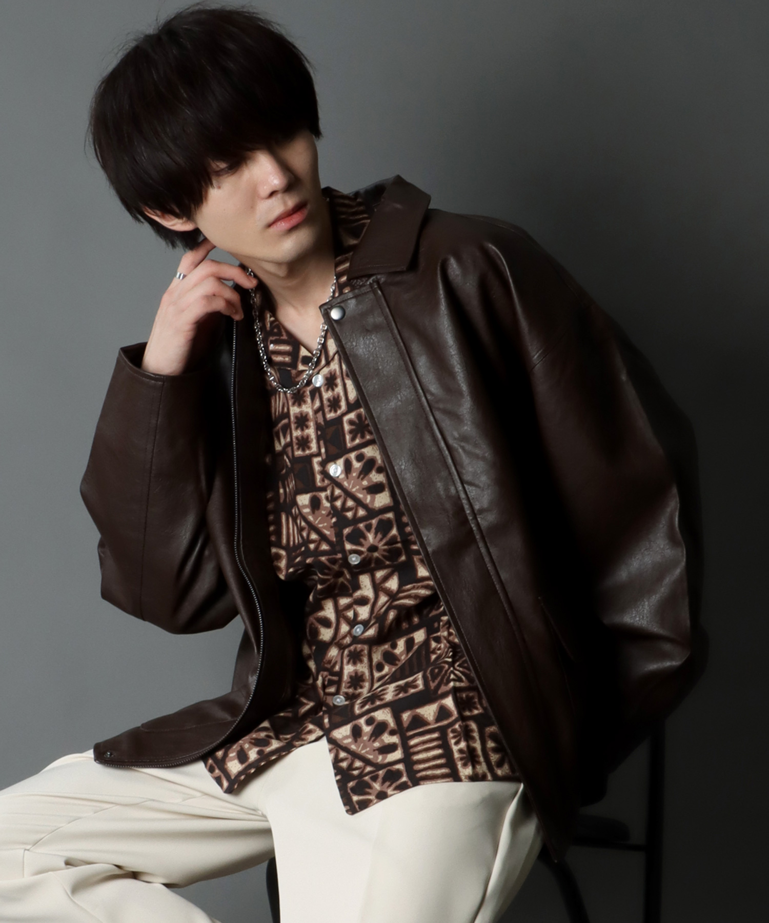 SITRY】synthetic leather Big jacket/フェイクレザー ビッグ