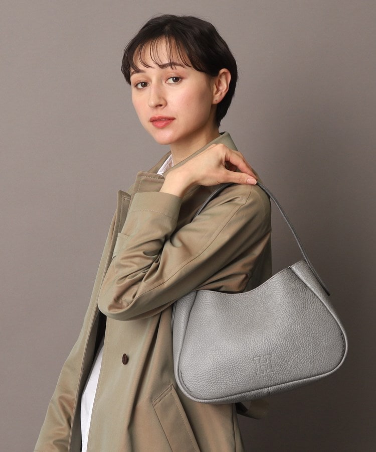 ヒロフ　ワンショルダーバッグ　ハンドバッグ　ダークブラウン　ステッチ　シボ　A4 ヒロフ HIROFU ワンショルダーバッグ シボ革 ステッチ ダーク