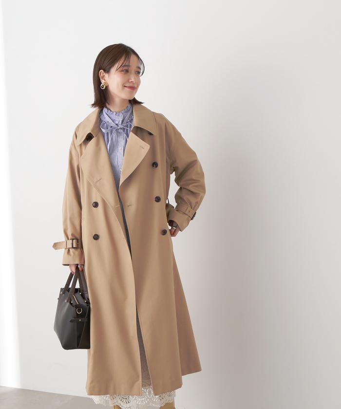 定価8.5万円✨15→17名様のいいね✨春秋冬！トレンチコート ネイビー M トレンチコート レディース 秋 ミドル丈 大きいサイズ
