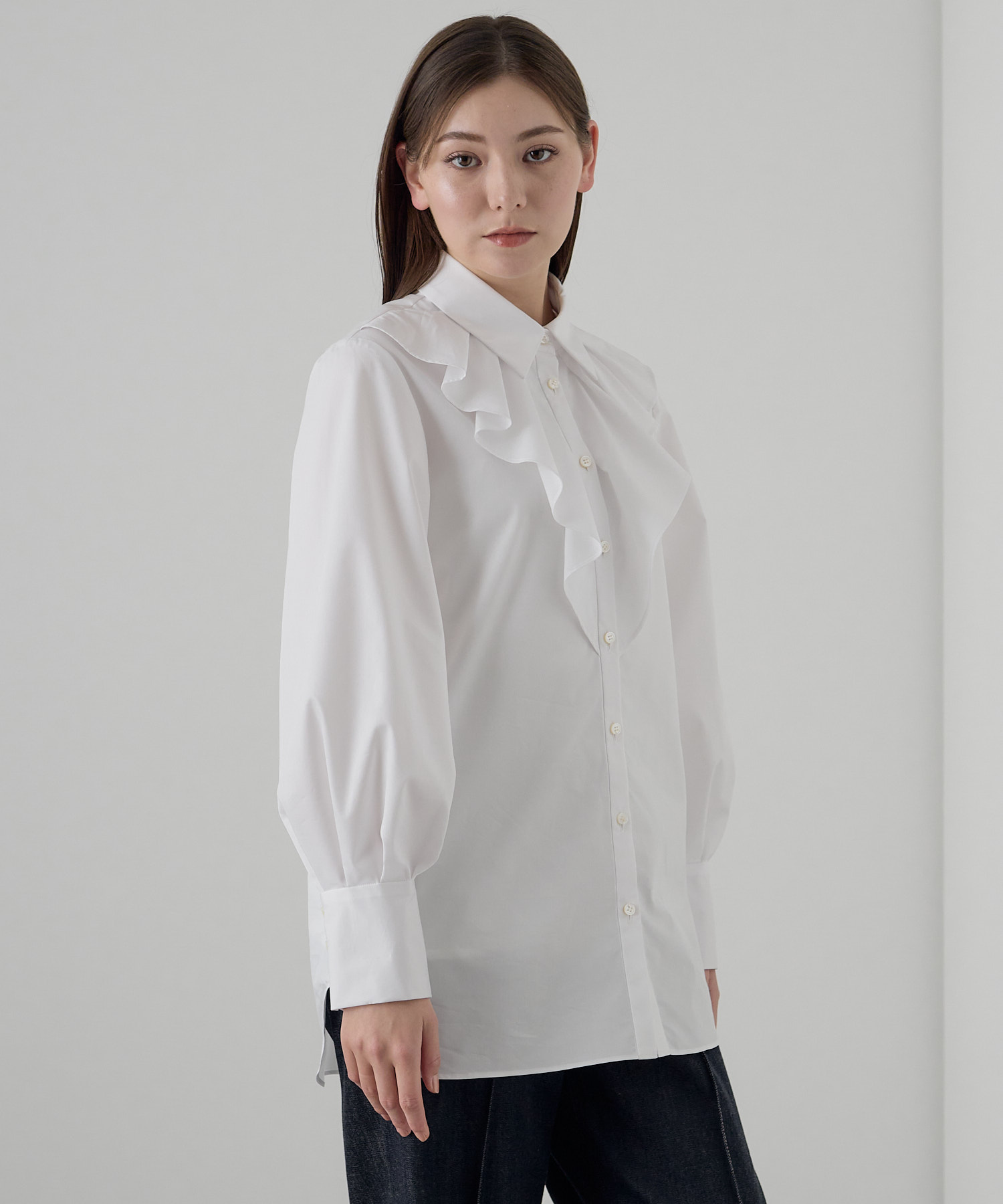 セール 40%OFF】コンパクトツイルフリルブラウス(505179426) | アナイ
