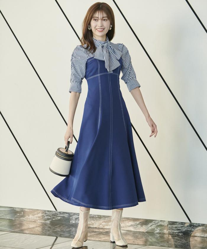 定番入荷 もっちさま専用♡【新品】切替フリル異素材ギンガム