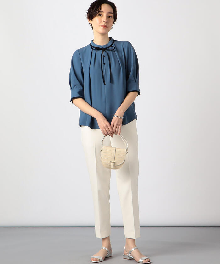 NOLLEY'S ストレッチジョーゼット半袖配色ブラウス　36サイズ セール 40%OFF】◇【WEB限定カラー/サイズあり】ストレッチ