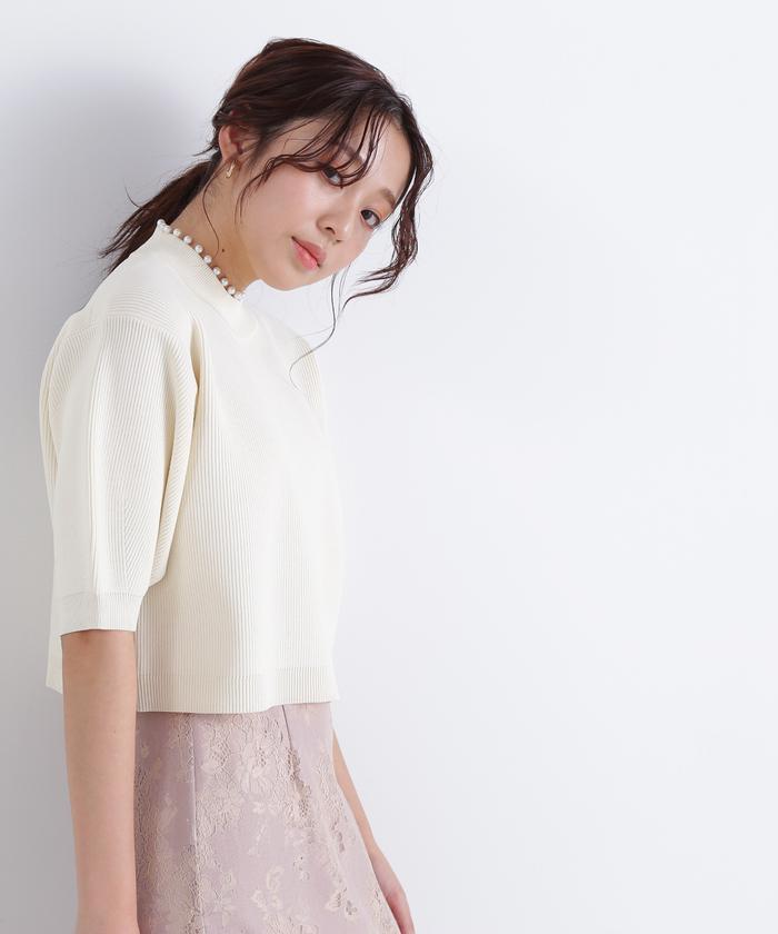 セール 30%OFF】パールネックコンパクト畦ニット(505186907