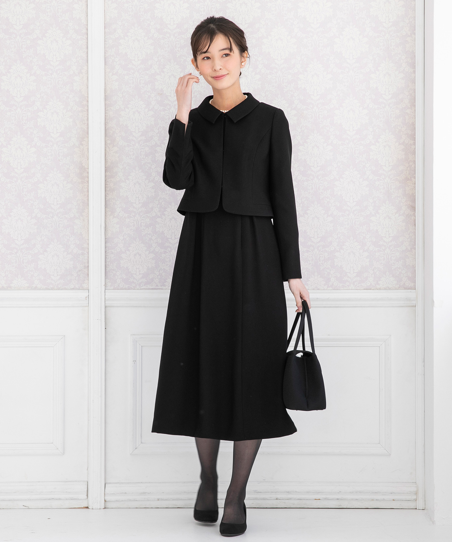 喪服/礼服/ステンカラージャケット&セミフレアロングワンピース 喪服/礼服/ステンカラージャケット&セミフレアロングワンピース