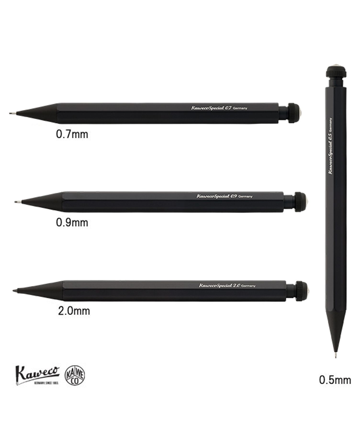 Kawaco Special 0.5 シャープペンシル 黒 KAWECO SPECIAL (カヴェコスペシャル)ペンシル 0.5mm～2.0mm