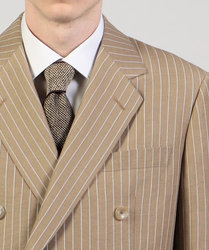 セール】リネンウール ダブルブレステッド6Bスーツ Dormeuil