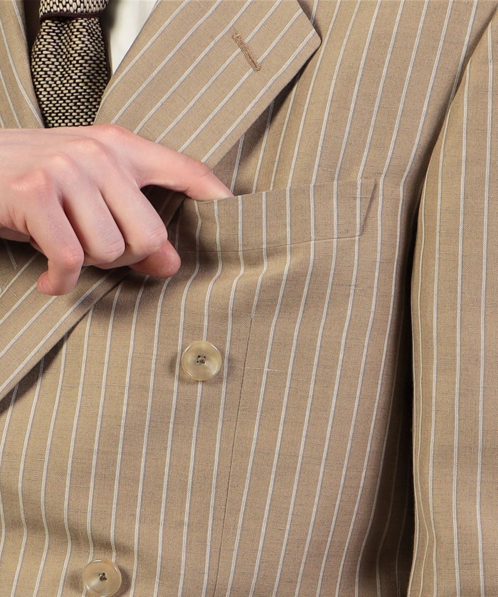 セール】リネンウール ダブルブレステッド6Bスーツ Dormeuil