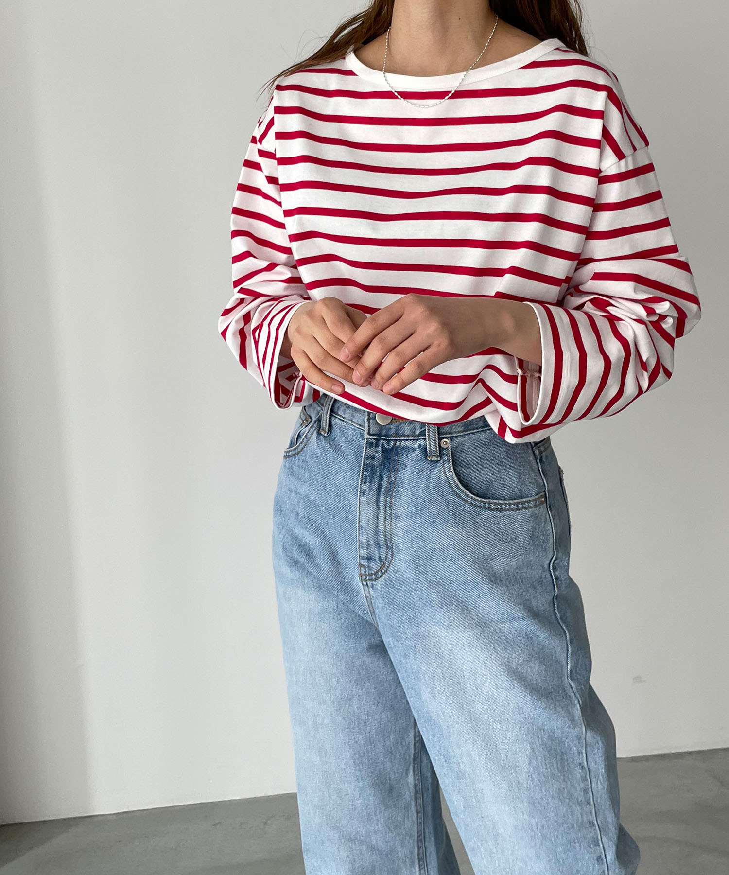 CANAL JEAN - キャナルジーン RED CHOP WORKS リブボートネックロングTシャツ CANAL JEAN - キャナルジーン RED CHOP WORKS リブボートネック