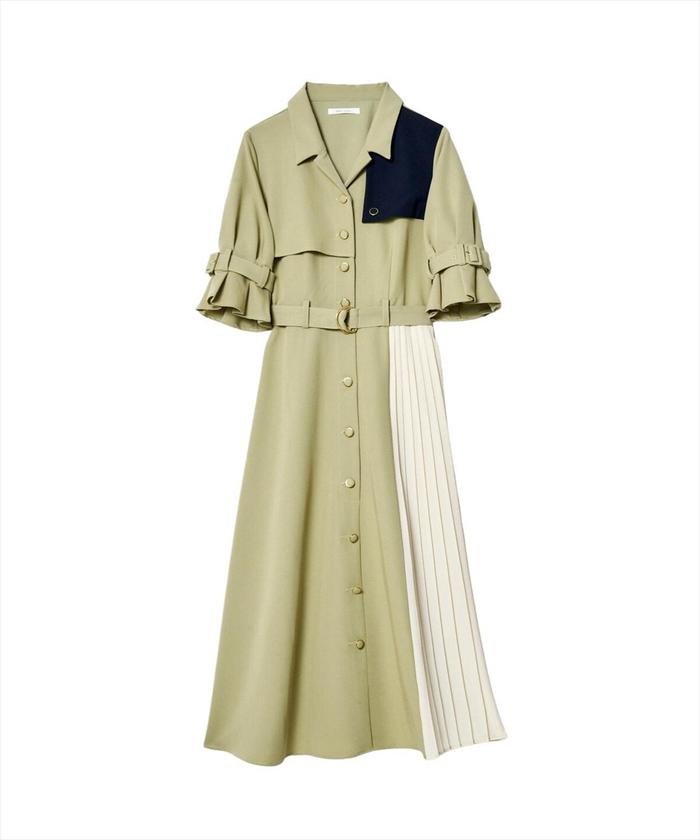 日本未入荷【REISS】オシャレ配色♪カラーブロックワンピース REDYAZEL（レディアゼル）の「カラーブロックトレンチワンピース