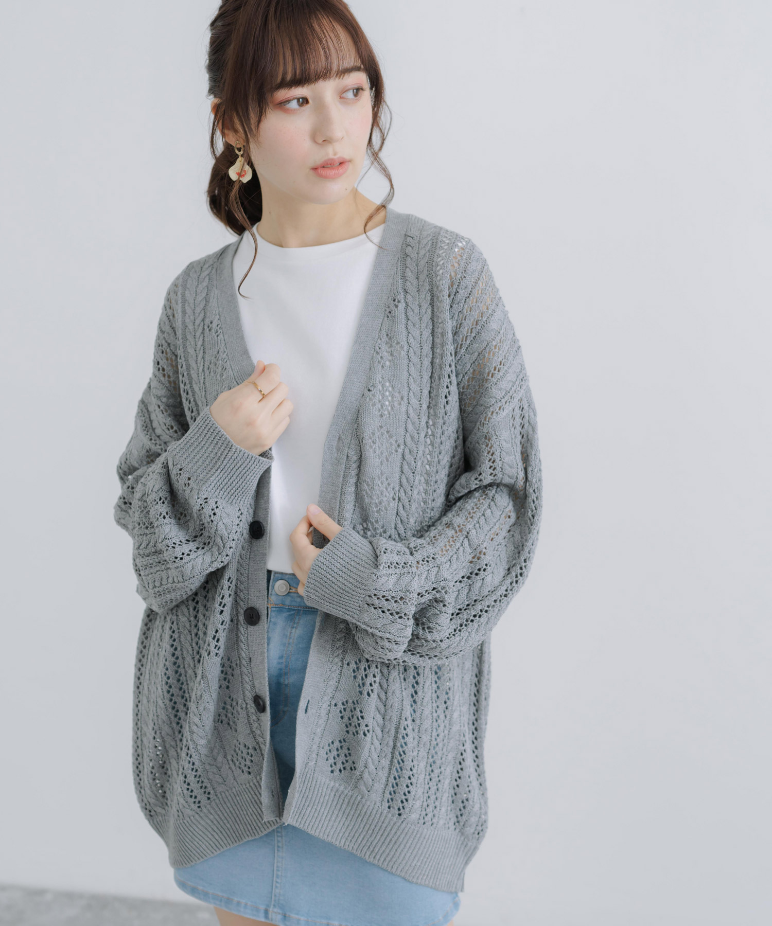 ロッキーモンロー Rocky Monroe ニットカーディガン 透かし編み ロッキーモンロー Rocky Monroe ニットカーディガン 透かし編み