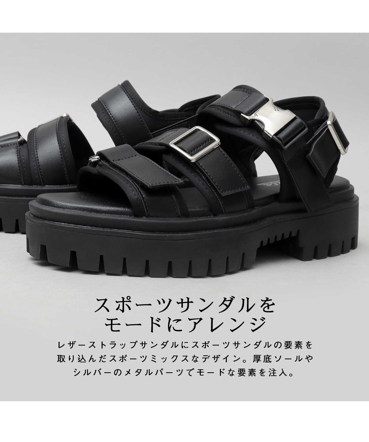 Tバー キトゥンヒールアンクルストラップサンダル - Black