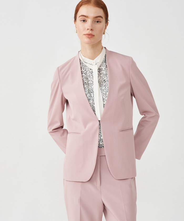 【セットアップ】トゥモローランドコレクション　ノーカラー　ジャケット パンツ セットアップ】トゥモローランドコレクションノーカラー