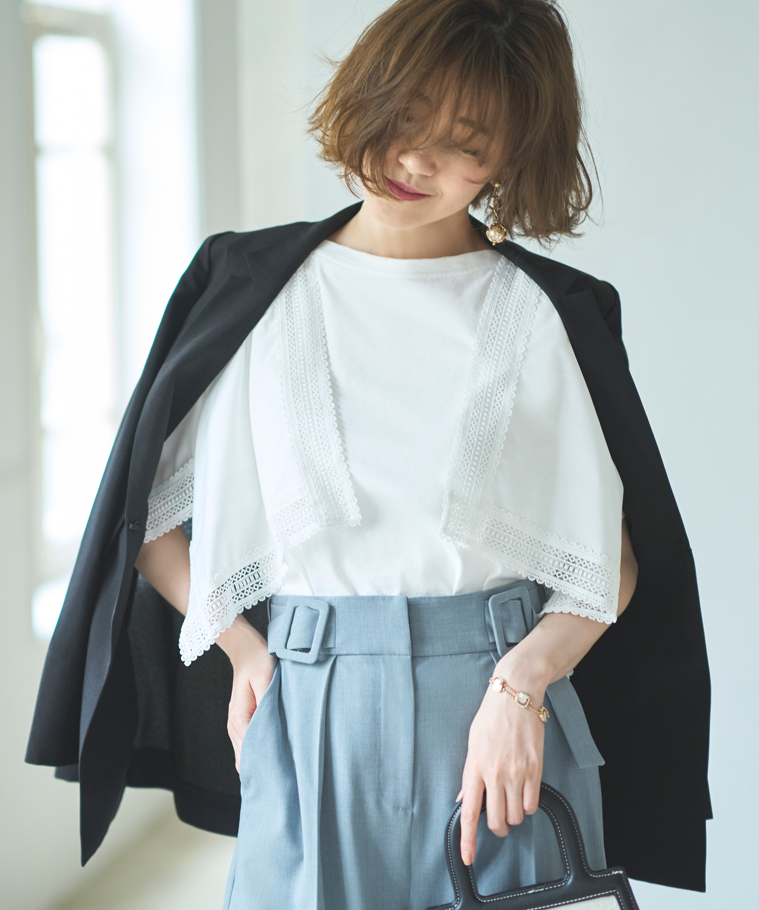 ルイルエブティック RUIRUE BOUTIQUE ハンカチスリーブTシャツ （ブラック） セール】ルイルエブティック RUIRUE BOUTIQUE ハンカチスリーブT