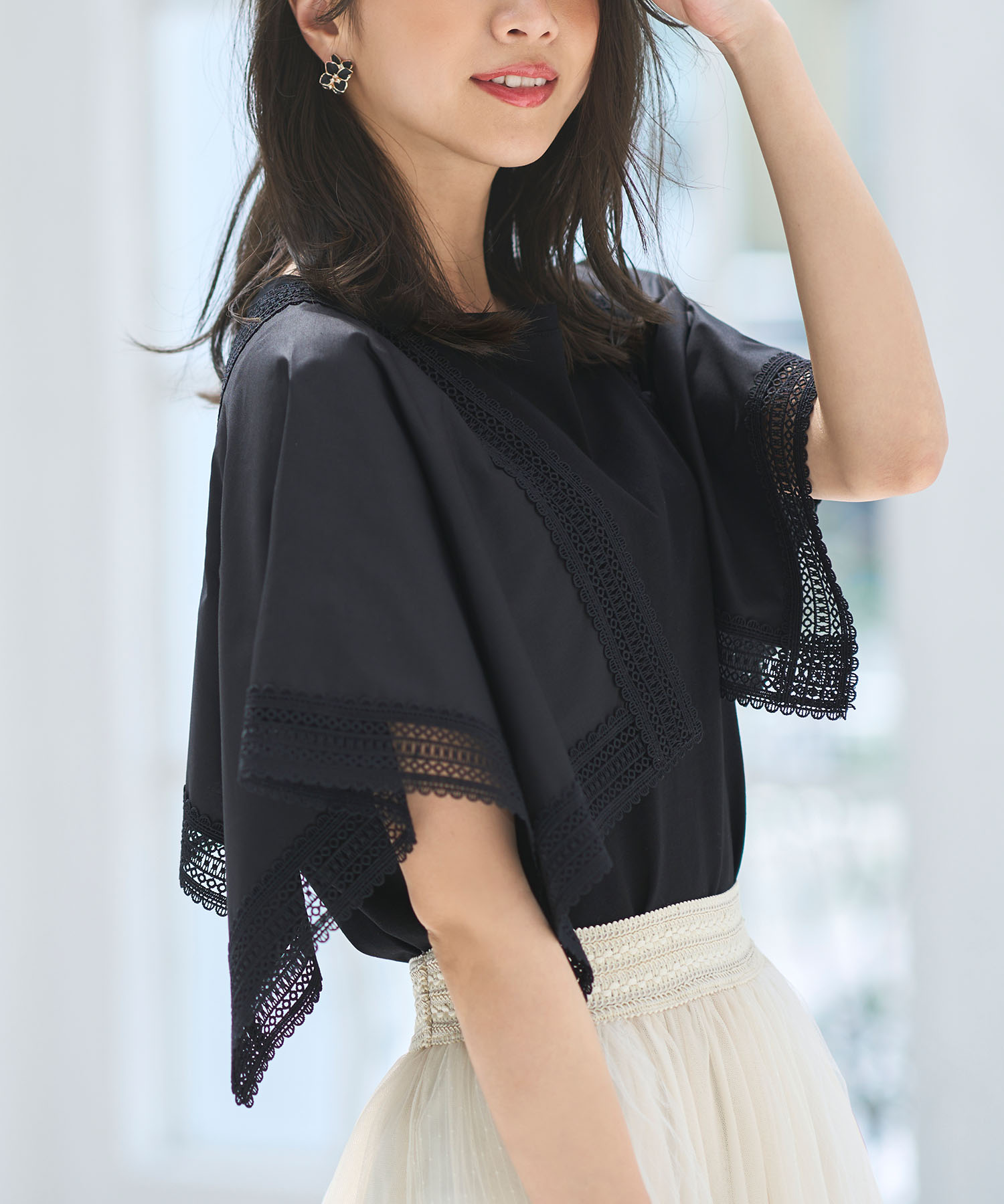 ルイルエブティック RUIRUE BOUTIQUE ハンカチスリーブTシャツ （スミクロ） ルイルエブティック RUIRUE BOUTIQUE ハンカチスリーブTシャツ