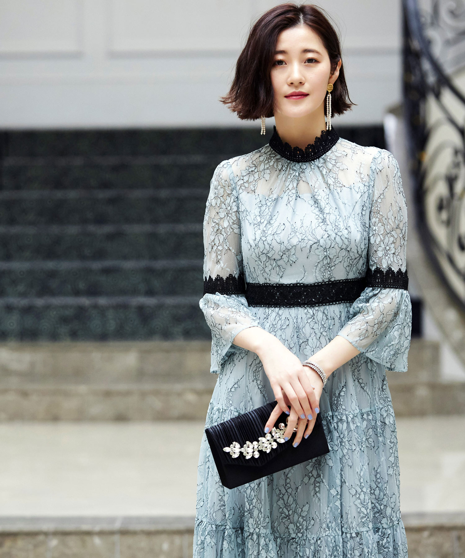 新品✨ルイルエブティック　お呼ばれドレス　レース　ティアード　ロング丈　結婚式 セール】シャンテリーレースティアードドレス(505200303) | ルイ
