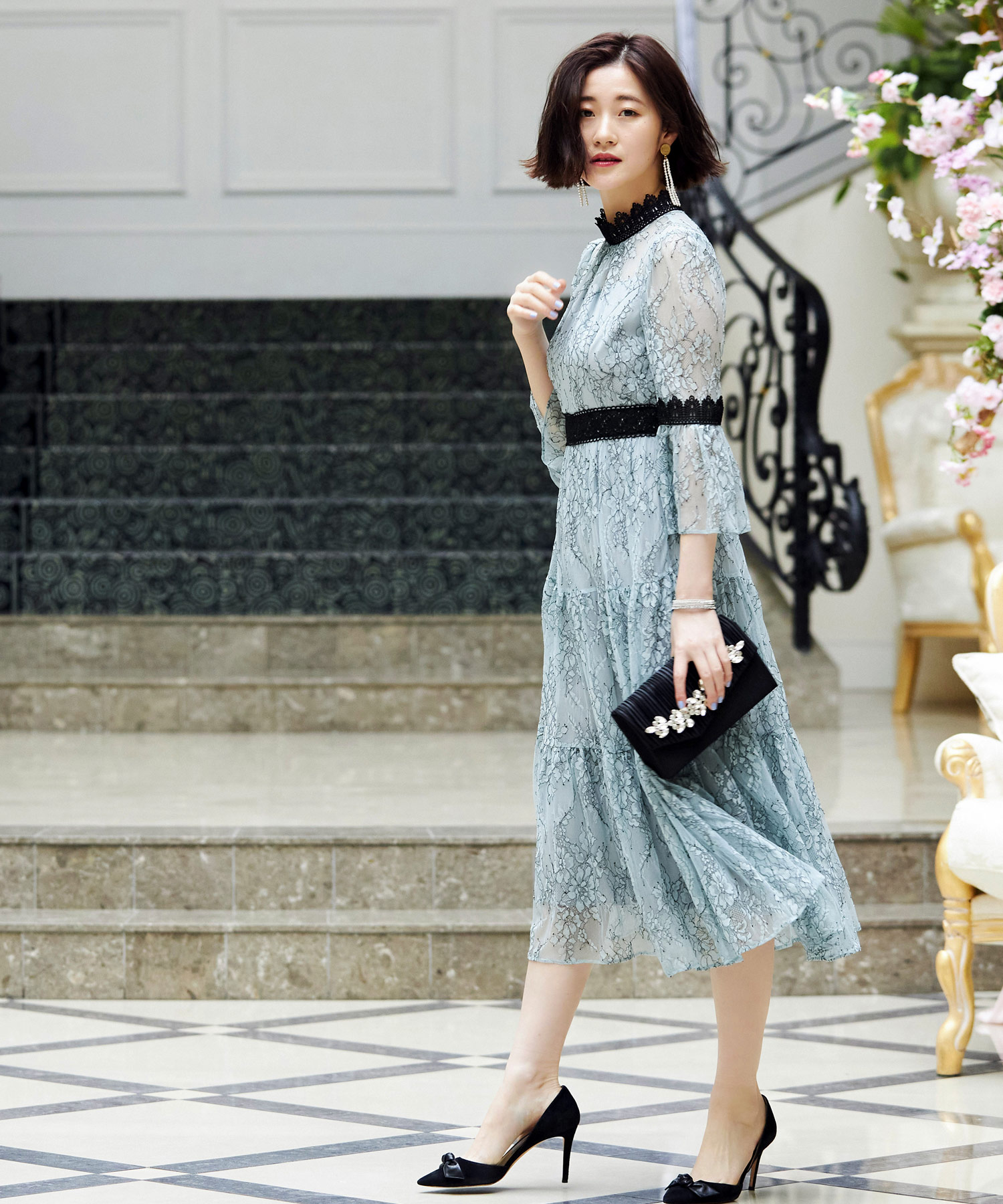 新品✨ルイルエブティック　お呼ばれドレス　レース　ティアード　ロング丈　結婚式 セール】シャンテリーレースティアードドレス(505200303) | ルイ