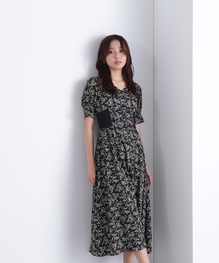 セール 30%OFF】リブ切替フラワープリントワンピース(505202316