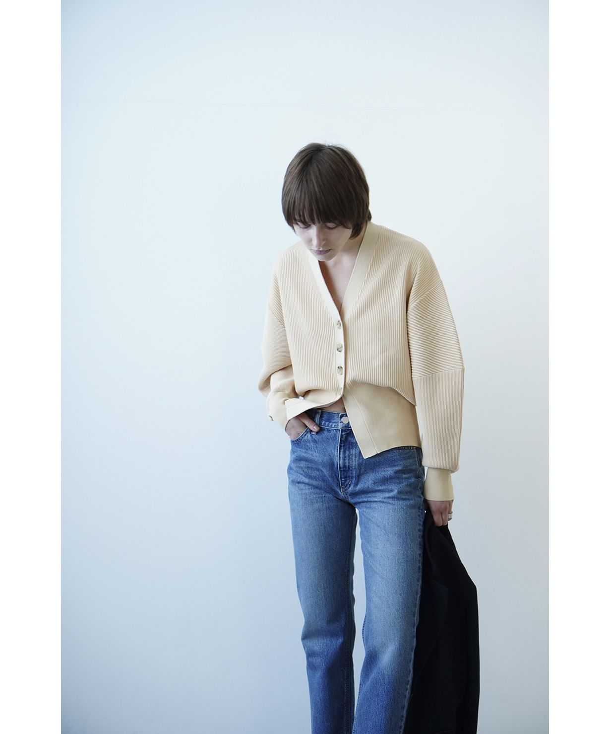 【新品】CLANE/クラネ　COLLAR RIB CARDIGAN/カーディガン CLANE(クラネ)｜COLLAR RIB CARDIGAN/カーディガン/BEIGE の通販