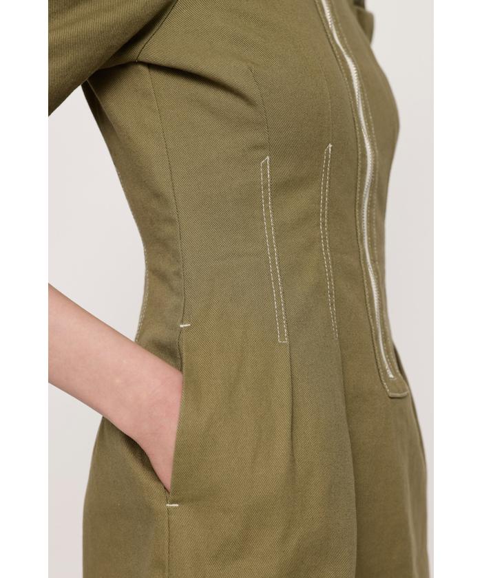 セール 50%OFF】フロントジップワンピース パフスリーブ