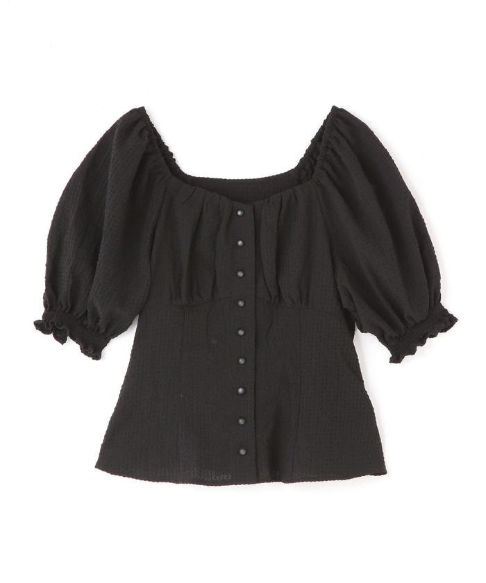 ペンタゴンネックパフスリーブ ブラウス セール 20%OFF】ペンタゴンネックパフスリーブブラウス