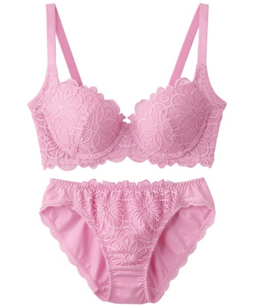 ユナウ YU'NOW レーシー脇高スッキリブラジャー＆ショーツ【返品