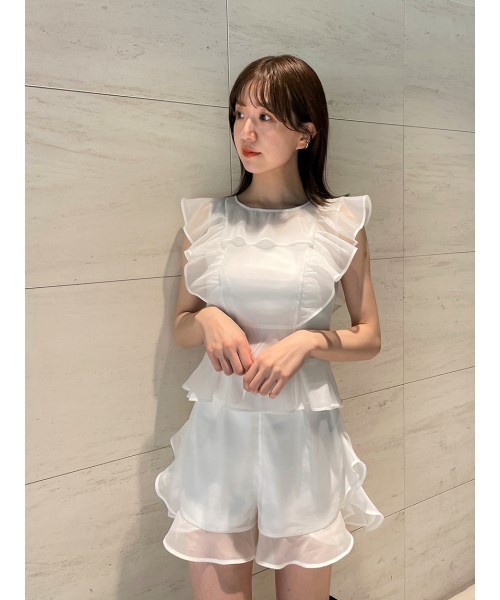 snidel オーガンフリルブラウス スカショーパンツ2点セット