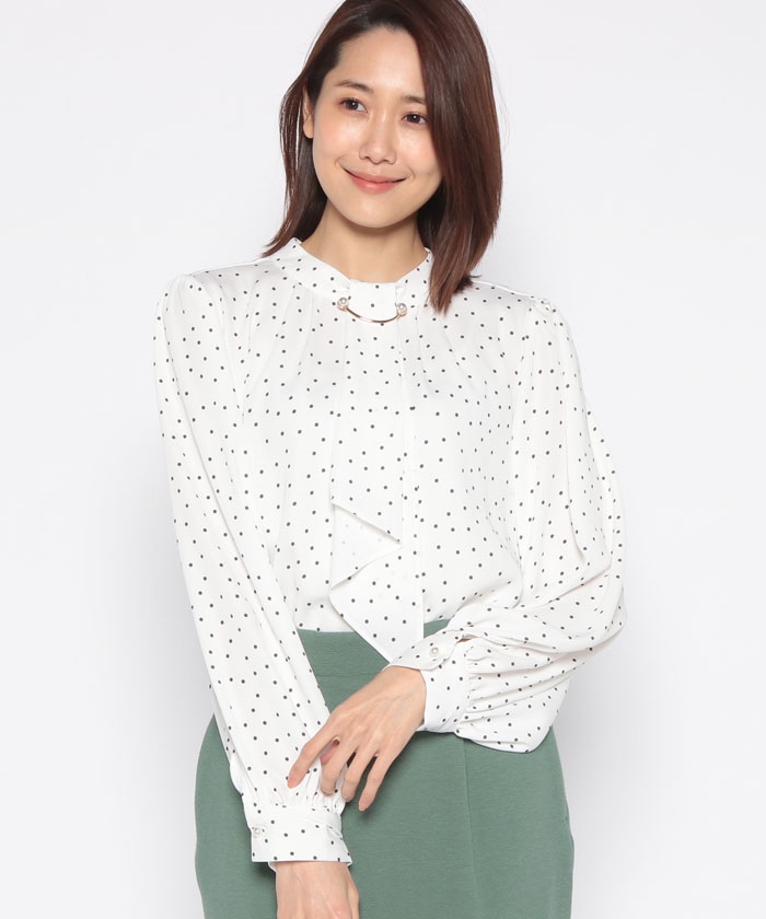 クーポン】【セール54%OFF】パールピン付トロミボウタイブラウス