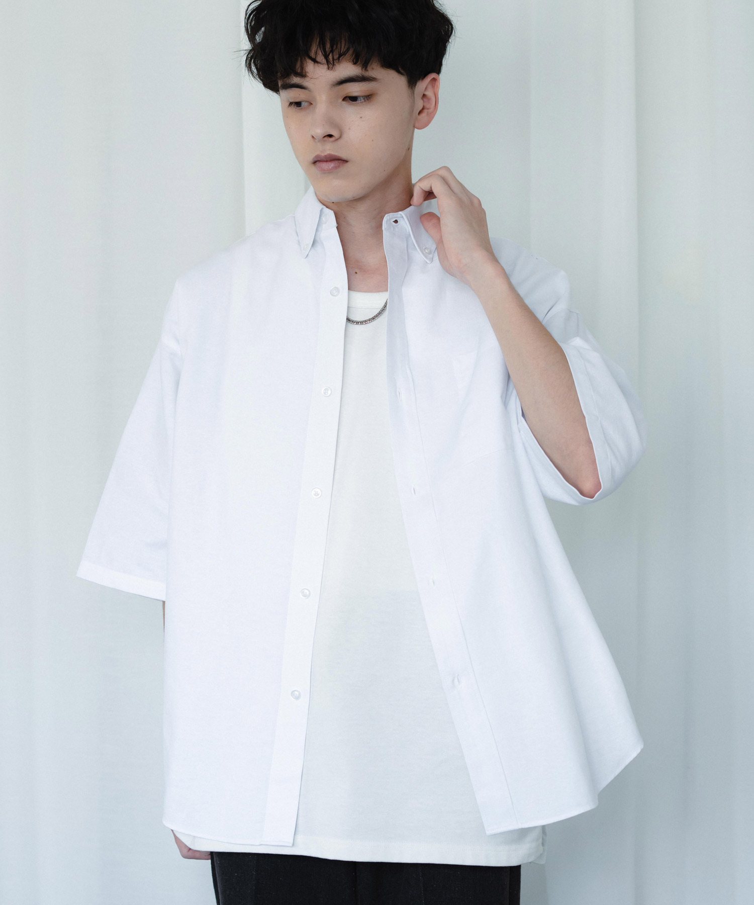 メンズ 日本製 長袖 秋物 綿シャツ ゆったりシルエット LLサイズ 1m1
