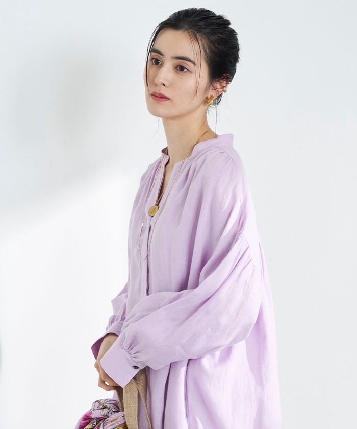 セール 50%OFF】◇【WEB限定】フレンチリネンギャザースリーブ