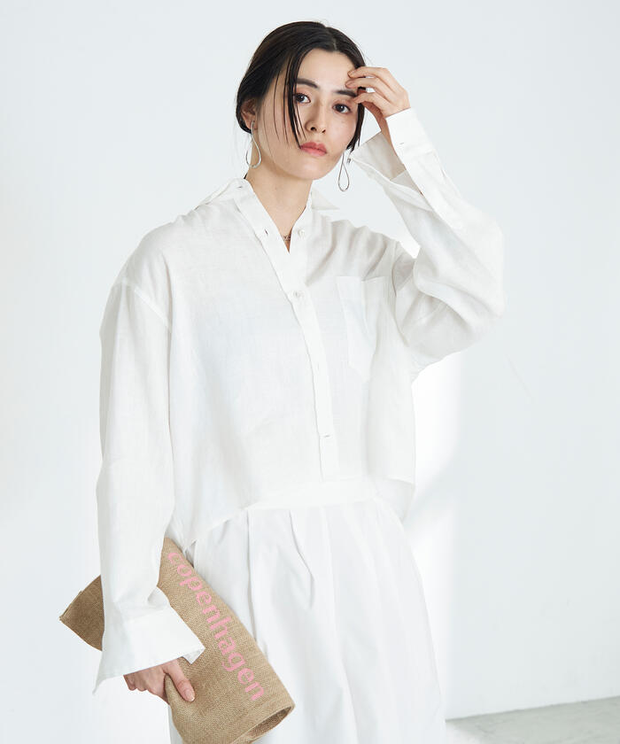 ノーリーズ　23ss　web限定　プレミアムリネンクロップドレギュラーシャツ NOLLEY'S（ノーリーズ）の「◇【WEB限定】プレミアムリネン