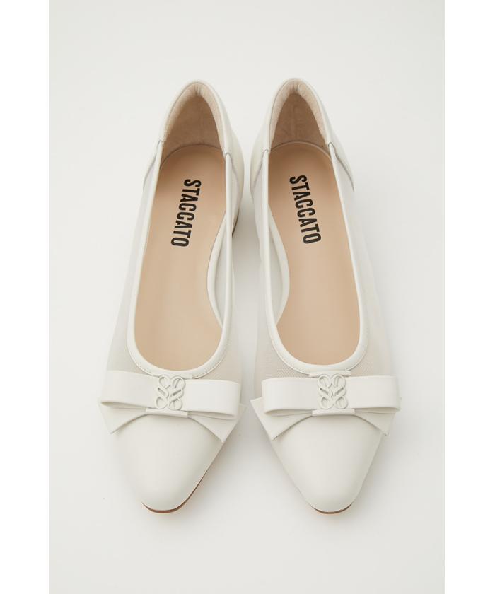 STACCATO ホワイト ローファー 約3cmヒール シューズ袋付き STACCATO ホワイト ローファー 約3cmヒール シューズ袋付き