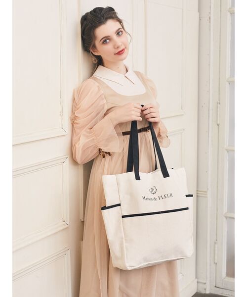 セール 40%OFF】パイピングマルチポケットトートバッグ セール 40%OFF】パイピングマルチポケットトートバッグ