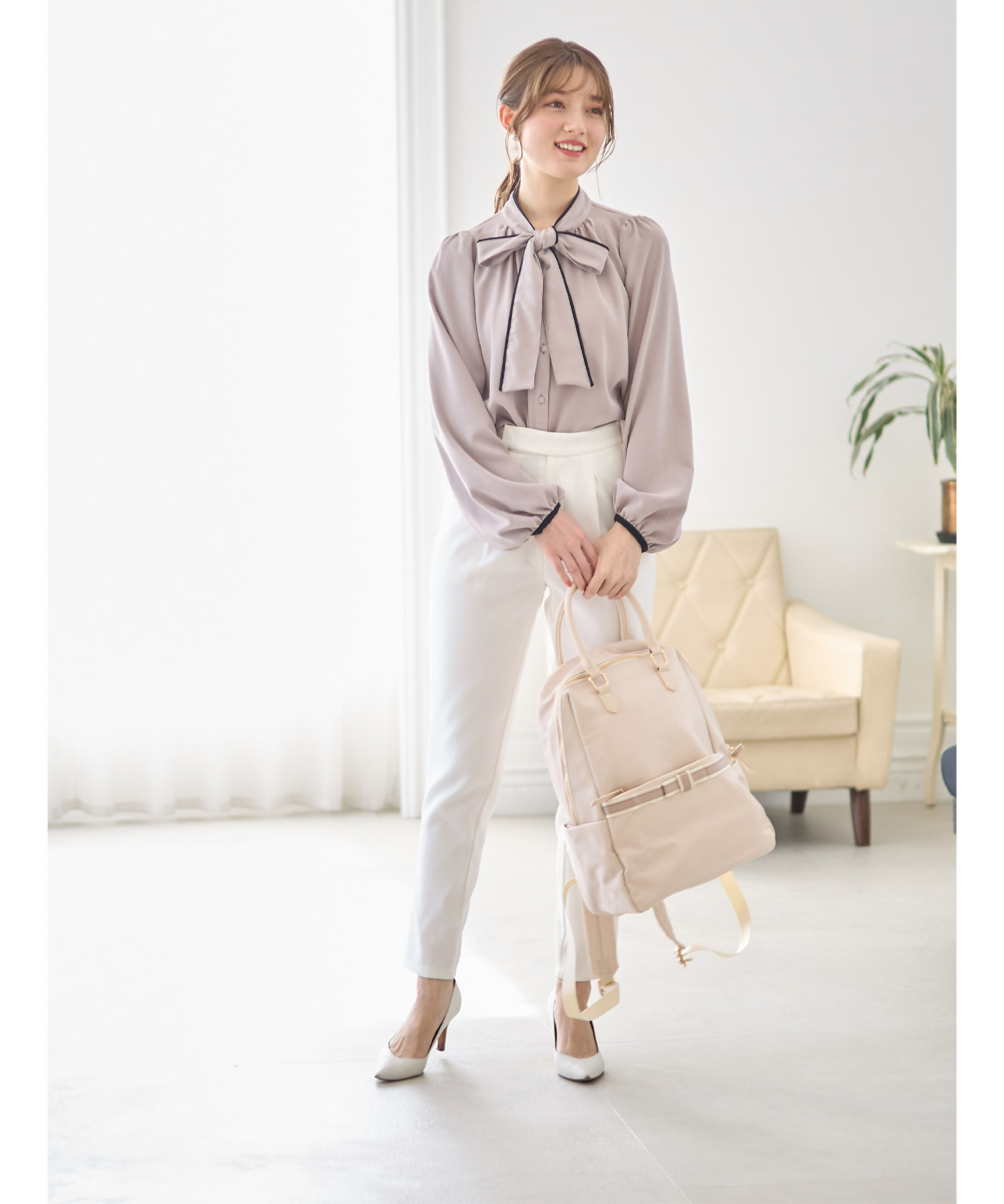 トッコクローゼット tocco closet 配色リボン付きワーク&マザー