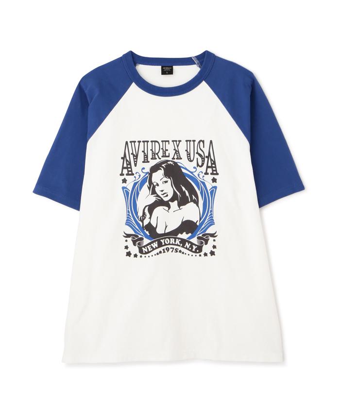 agefactory ラグラン袖 Tシャツ 白ネイビー セール】ラグラン Tシャツ/RAGLAN T－SHIRT(504722302) | AVIREX